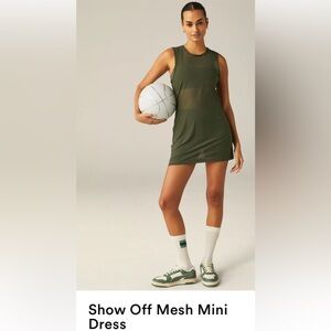 Beyond Yoga Olive Green Show Off Mesh Mini Dress